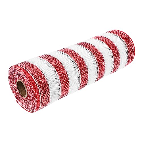 Lurrose 3 Rollen Dekoratives Netzband Metallisches Netzband Girlande Geschenkband Dekorationen Streifen Weihnachtsband Für Topper Hochzeitsgeschenke Kalk Rotes Netzband Polyester von Lurrose