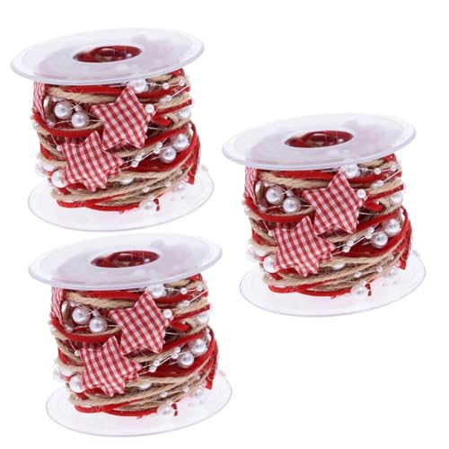 Lurrose 3 Rollen Pentagramm Weihnachtsbaumband Weihnachtsband Für Haarschleifen Weihnachtsbaumschleife Weihnachtsmannband Rotes Chiffonband Weihnachtsband Weihnachtsbaumband von Lurrose