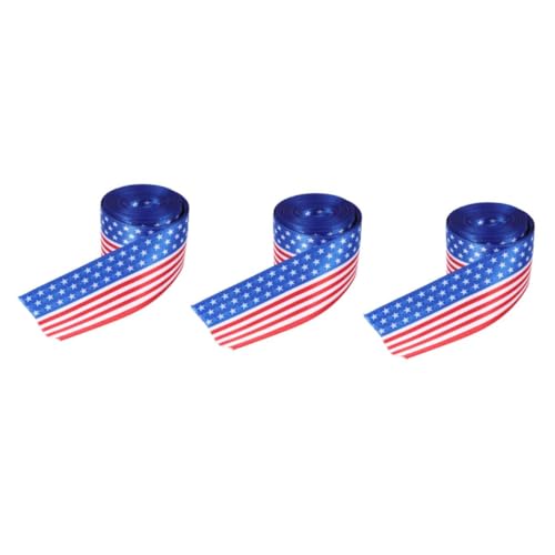 Lurrose 3 Rollen Schleife amerikanische flagge bastelmaterial Partydekoration geschenkband Stoffband dickes Band rotes Band breites Band basteln verpackungsband patriotisches Handwerksband von Lurrose