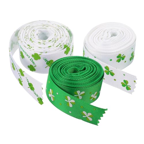 Lurrose 3 Rollen St. Patrick Festival-geschenkband Gestaltetes Geschenkband Partyverpackungsband Bowknot-gurt Packen Schönes Paketband Geschenkband Präsentieren Polyester von Lurrose