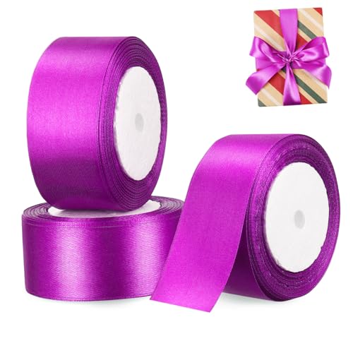 Lurrose 3 Rollen Verpackung Band Einfarbiges Band Breites Band Stoffband Band Für Band Für Blumenstrauß Hochzeitsbänder Geschenkband Dekoratives Band Violett Polyester von Lurrose