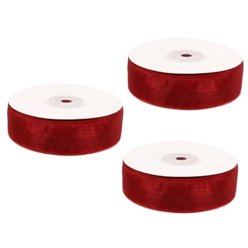 Lurrose 3 Rollen Verpackungsband Geschenkpapier Grand Cardinal Samtbänder Strass Bannerbündel Schwarzes Band Grünes Lineal Blumenstrauß Hochzeitsauto Band Set Ornamente Tüll von Lurrose