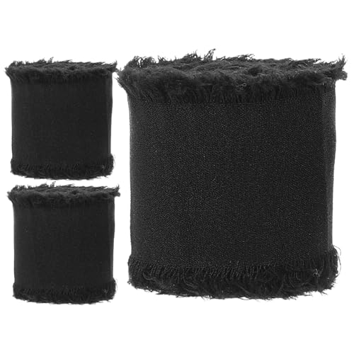 Lurrose 3 Rollen ribbon bandfeile blumenstecker geschenkpakete Partydekoration Bänder Geschenkband Geschenkbänder Band für Blumenstrauß Haarspangenbänder selber machen Polyester Black von Lurrose