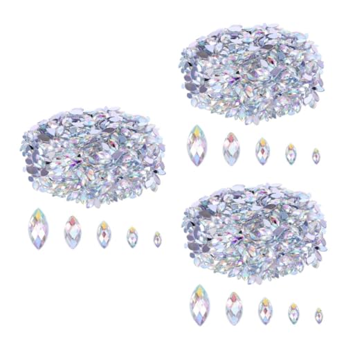 Lurrose 3 Sätze Diamant-edelstein Edelsteine Nagelkunst Mit Strasssteinen Bastel-strasssteine ​​mit Flacher Rückseite Zubehör Für Nailart-handyhüllen Pferdeauge- Acryl 600 Stück * 3 von Lurrose