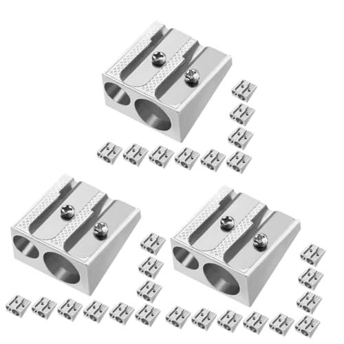 Lurrose 3 Sätze Doppelloch Bleistiftspitzer Bleistiftspitzer Manueller Bleistiftspitzer Bleistiftspitzer Schreibwaren Für Büro Schulbedarf Bleistiftspitzer Silbernes 10 Stück * 3 von Lurrose