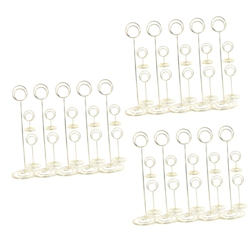 Lurrose 3 Sätze Esstisch-nummern-clip Tischkarten Zur Hochzeit Für Den Tisch Tischnummernhalter Kantig Ort Tischnummern Hochzeit Postkartenständer Fahrkarte Golden Stahldraht 15 Stück * 3 von Lurrose