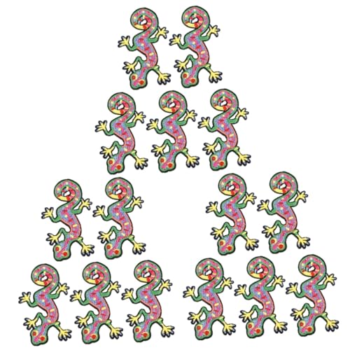 Lurrose 3 Sätze Gecko-stickaufnäher Kleidungsstück Kleidung Dekor Diy-aufnäher Zum Aufnähen Gecko-flecken Flicken Für Jacken Patches Nähen Applikationen Abzeichen Annähen Stoff 5 Stück * 3 von Lurrose