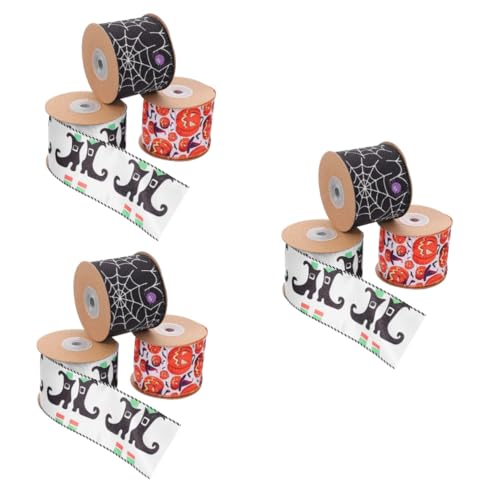 Lurrose 3 Sätze Halloween Band Geburtstags Geschenkpapier Tür Party Bänder Geschenkband Kräuselband Halloween Ripsband Lesezeichen Sackleinenband Schleifen Polyester 3 Rollen * 3 von Lurrose