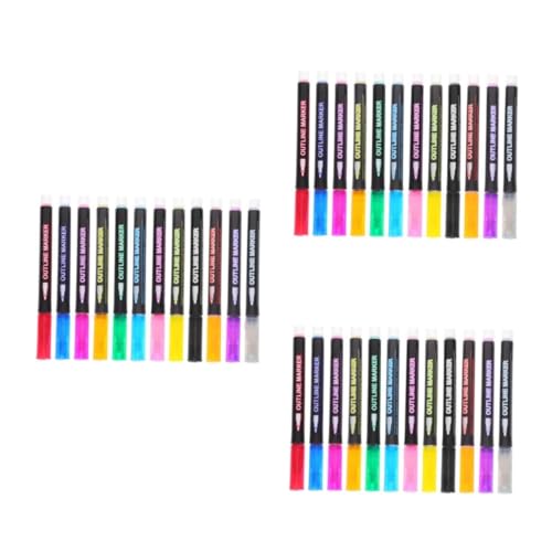 Lurrose 3 Sätze Handkonto-text Marker Mini-dekoration Kuchenschale Tassen Süßigkeitenbecher Schwere Teile Leuchtmarker Set Notizbuch Marker Bunte Stifte Bulk-marker Plastik 12 Stück * 3 von Lurrose