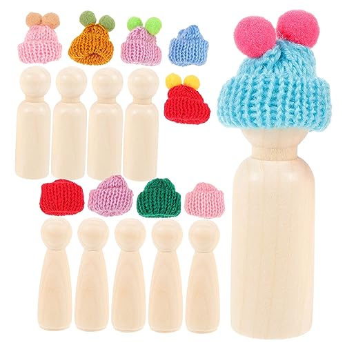 Lurrose 3 Sätze Holzformen zum Basteln unvollendete Leute-Pflock leere Puppen Mini-Puppenhüte bastel set für kinder Bastelset für Kinder Wanddekoration Graffiti-Spielzeug Peg-Puppe hölzern von Lurrose