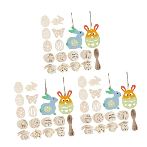 Lurrose 3 Sätze Kaninchen-anhänger Bastelideen Bastelmaterial Holzbausatz Leer Holzornament Zum Bemalen Ornamente Zum Bemalen Kinderhandwerk Holzausschnitte Pappel Khaki 80 Stück * 3 von Lurrose