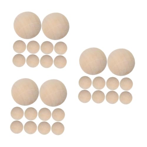 Lurrose 3 Sätze Nicht Poröse Lose Perlen Holzperlen Set Holz Kugeln Unfertige Bastelbälle Lose Runde Kugeln Kleine Holzkugeln Scrapbooking-perlen Rundholz Muhe Beige 100 Stück * 3 von Lurrose