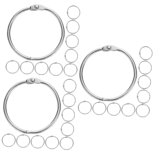 Lurrose 3 Sätze Ringbuch-ring Aktivitätsringe Ringbinder Paper Rings Verschluss Loseblattbinder Schlüsselband Draht Schlüssel Schlüsselring-clips Schlüsselbund Metall Silver 20 Stück * 3 von Lurrose