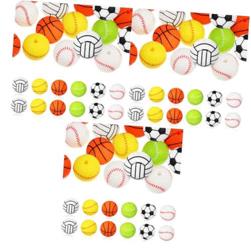 Lurrose 3 Sätze Silikonarmband Sportarmband Schmuckspacer Baseballperlen Fußballperlen Sportperlen Zur Herstellung Von Armbändern Farbige Perlen Basketball-perlen Kieselgel 30 Stück * 3 von Lurrose