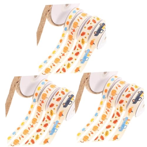 Lurrose 3 Sätze Thanksgiving-gurtband Ribbon Geschenkband Geschenkboxband Dekorationsband Kranz Bastelband Bänder Schleife Lkw-bedrucktes Band Gemüseverpackungsband Polyester 5 Rollen * 3 von Lurrose