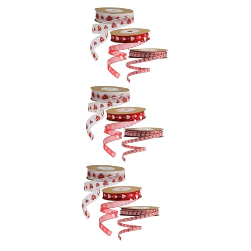 Lurrose 3 Sätze Valentinstag Banddekor Strasssteine Hochzeitsband Valentinsgrüße Gold Sackleinen Herz Schleife Liebe Valentinstag Bänder Verpackungsband Aufkleber Polyester 3 Rollen * 3 von Lurrose