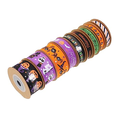 Lurrose 3 Sätze Verpackungsband Halloween Wickelbänder Chiffonband Satinband Ornamente Grünes Weihnachtsband Kugeln Herbstband Aufkleber Sackleinenbänder Zum Basteln 9 Rollen * 3 von Lurrose