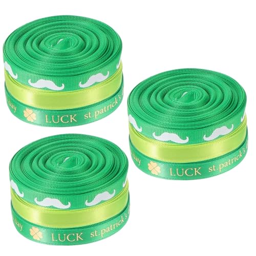 Lurrose 3 Sätze Verpackungsband St. Patricks Day Kostüm Für Damen Geschenkband Zum St. Patricks Day Schnurrbartband Ribbon Bandfeile Grünes Band Bastelband Machen Polyester 3 Rollen * 3 von Lurrose