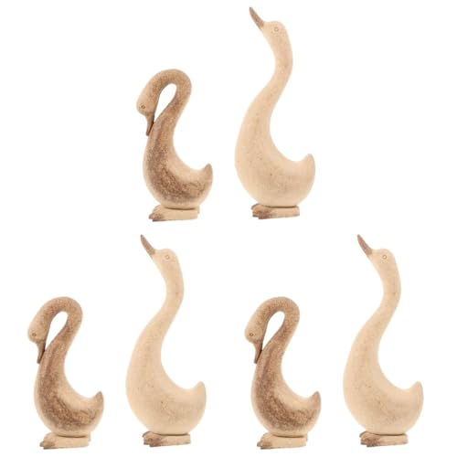 Lurrose 3 Sätze Weiße Embryo-gans-ornamente Naturholz Bastelmaterial Tischdekoration Woodcarver Holzfiguren Menschen Kinder Diy Zubehör Diy Liefert Gans-statue Gans Ornament 2 Stück * 3 von Lurrose