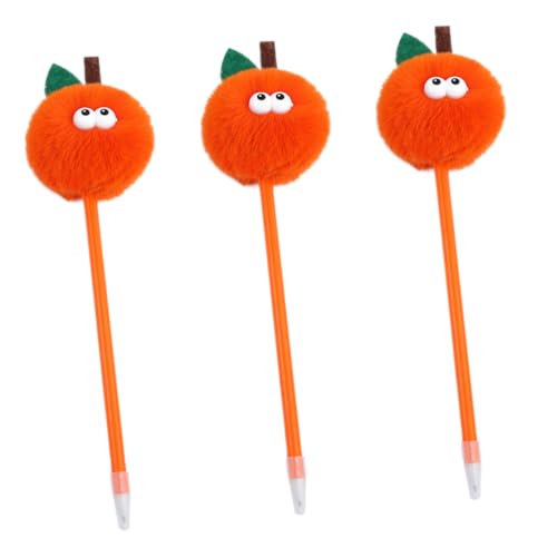 Lurrose 3 Stk Plüsch-kugelschreiber Stifte Für Studenten Stift Mit Pomponaufsätzen Dekorative Stifte Bunte Stifte Schöner Stift Kawaii-stifte Neuartige Kugelschreiber Pompon-stift Orange von Lurrose