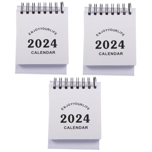 Lurrose 3 Stück 2024 2024 Mini-Tischkalender Bürodekoration Kalender 2024-2025 tischkalender basteln schreibtischkalender Mini-Staffelei freistehender Kalender monatlicher Tischkalender von Lurrose