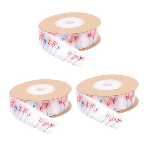 Lurrose 3 Stück Muttertagsband Spitzenband Zum Verpacken Bänder Dekorationen Rosa Muttertagsband Grünes Satinband Sackleinen Mutterband DIY Mama Blumen Verpackungsband Polyester von Lurrose