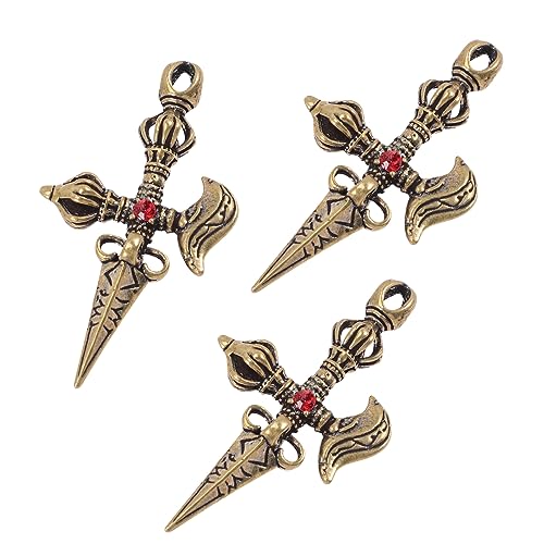 Lurrose 3 Stück Vajra Vintage Ornamente Retro Dekorationen Medaillon Kreuz Anhänger Vajra Stößel Buddhisten Kleines Kreuz Schlüsselanhänger Set Anhänger Für von Lurrose