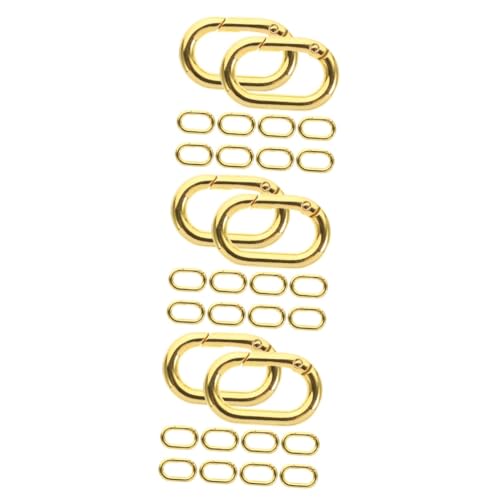 Lurrose 30 Stk Federringschnalle für Gepäck ovaler Karabiner Frühling Metallfederverschluss Schlüsselring-Federverschluss tragbare Kletterschnallen Federschnappverschluss für Tasche Golden von Lurrose