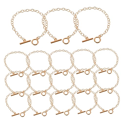 Lurrose 30 Stück Armband Gürtel Perlen Ringe Armreifen Kabelarmbänder Ketten Schmuck Damen Creolen Fußkettchen Kettenarmband Handgelenkkette Armband Charms Metallarmband Roségoldlegierung von Lurrose