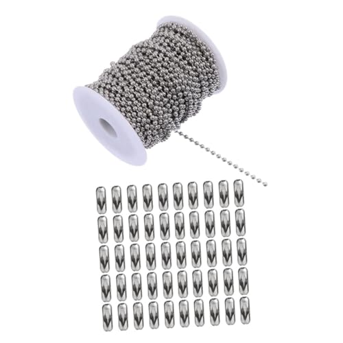 Lurrose 304 Edelstahl Kugelkette Mit 50 Clips DIY Schmuckkette Für Halsketten Und Hundemarken Ideal Für Bastelprojekte Und Schmuckherstellung Ball Chain Für Kreative Anwendungen von Lurrose