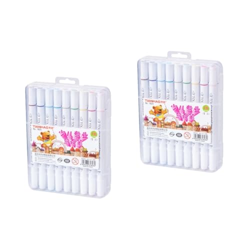 Lurrose 36 Stk Farbmarker für kinder kindergeschenke Schreibwaren geschenketueten kinder adventsgeschenke kinder Dual-End-Marker Farbstift malen Textmarker von Lurrose