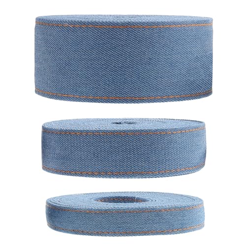 Lurrose 3St Denim-Gurtband Band zum Nähen Spitzenband blaues Drahtband weißes Band Satinband seidenband ribbon bandfeile Bastelzubehör bequemes Haarband Denim aus Polyester-Baumwolle Blue von Lurrose