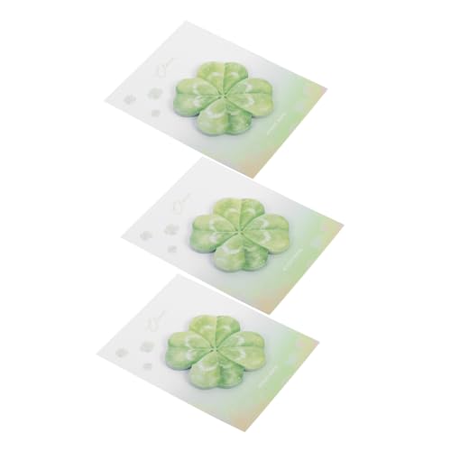 Lurrose 3St Haftnotiz mit vierblättrigem Kleeblatt selbstklebende notizzettel Selbstklebende Memo Pads abreißbarer Notizblock Pa Notizblock Notizen Notizblöcke schreiben Papier Green von Lurrose