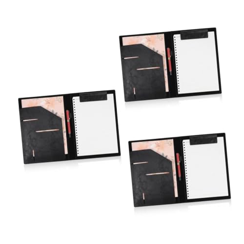 Lurrose 3St Ordnerschiene aktenordner bürobedarf organizer Dokumentenhalter kartenhalter Dateiordner Arbeitsmappe Portfolio-Notizbuch Binder Zwischenablage Zwischenablageordner Pu Black von Lurrose