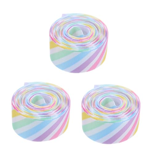 Lurrose 3St Osterband geschenkideen ostern gestreifte Geschenkband Farbige Bänder Geschenkbänder Farbiges Dekoband Wickelband aus Baumwolle Buntes Band Bastelbänder zu Ostern Polyester von Lurrose