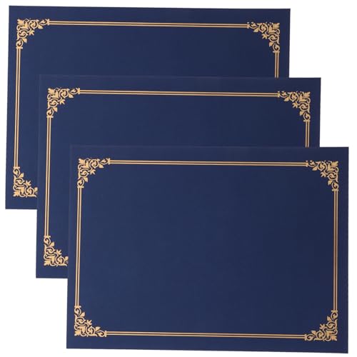 Lurrose 3St Zertifikatshülle dokumentenmappe ordner Urkundencover Zertifikatscover Urkundenmappe dekorativer Einband des Zertifikats Zertifikatschutzhülle Award-Cover Papier Navy von Lurrose