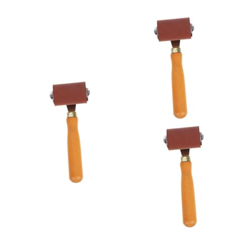 Lurrose 3st Diamant Malerei Roller Gummiwalze Für Tinte Anti-rutsch-bandrolle Papierrolle Bastelwerkzeugrolle Kantenanleimwalze Stempelwalze Hartgummirolle Gummi-rollwerkzeug Holz Brown von Lurrose