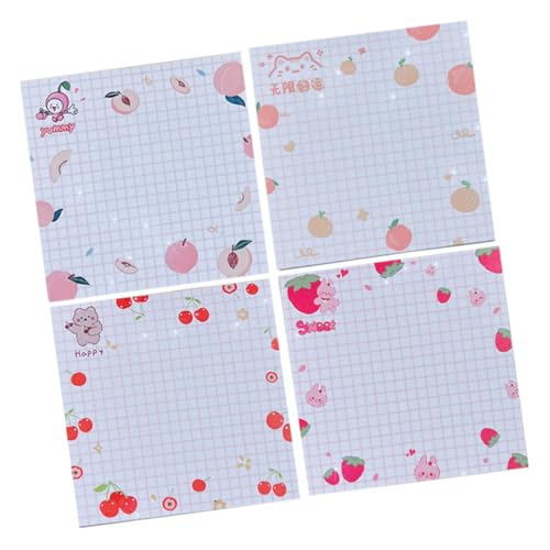 Lurrose 4 Karierte Haftnotizen schulsachen schulmaterial notizzettel rosa Noten abreißbare Memo-Sticker Memo-Aufkleber für den Haushalt Memo-Aufkleber für den täglichen Gebrauch Papier von Lurrose