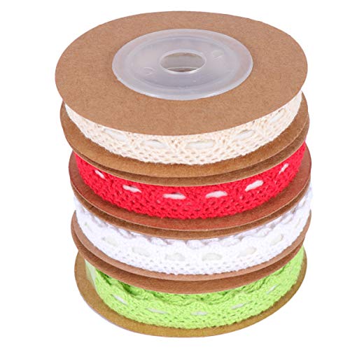 Lurrose 4 Rolle 2 Verpackungsband für Party Trans-Tape Handwerk mit doppelseitigem Klebeband Bänder zum Verpacken Strasssteine geschenkband ribbon Spitzenbänder aus Baumwolle Schleifenband von Lurrose