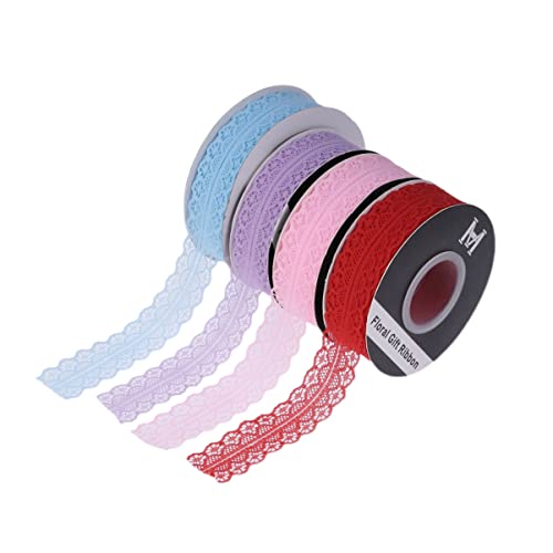 Lurrose Verpackungsbandrolle Spitze 4 Rollen mit 22 M Spitzenbesatz Zum Basteln Scrapbooking und Verpacken von Lurrose