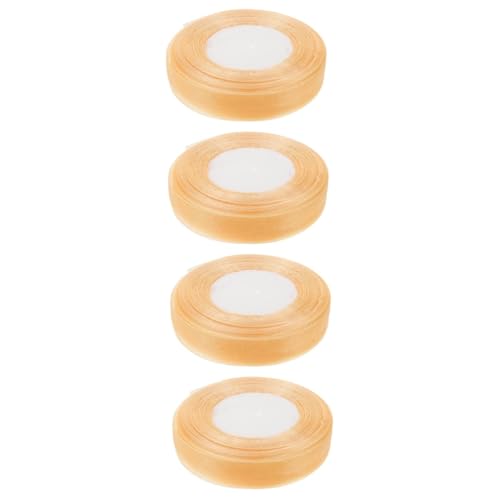 Lurrose 4 Rollen Chiffon-Band Satinband Bänder Hochzeit Stoffband breites band geschenkband geschenkverpackung Schleife Festival-Paketband Paketband für den täglichen Gebrauch Golden von Lurrose