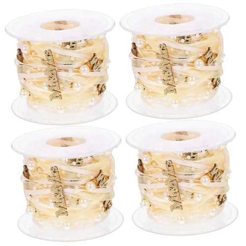 Lurrose 4 Rollen Hochzeitsdekorationsband seidenband ribbon weihnachtsmitbringsel present box hohzeitdeko Schleife Material zur Herstellung von Haarspangen Valentinsband Polyester Golden von Lurrose