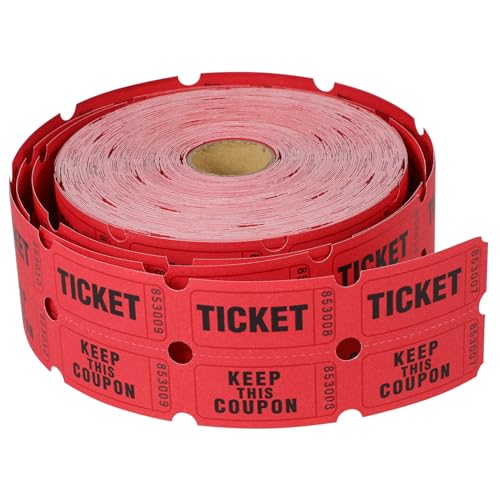 Lurrose 4 Rollen Lotterieschein raffle tickets Mall-Tickets Theaterkarten Zirkus-Tickets Ort Karnevalsspiele Veranstalter Ring eins Tickets Etiketten Los beschichtetes Papier rot von Lurrose