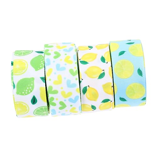 Lurrose 4 Rollen Rippelband Spitzenband Bänder weißes Band zum Einwickeln beiges Band Seidenchiffonband ribbon schienbeinschoner tape Geschenkverpackungsstreifen Zitronenband Polyester von Lurrose