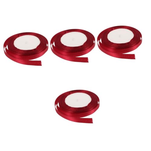 Lurrose 4 Rollen Weinrotes Band Rotes Kräuselband Seidenband Blumenverpackungsbänder Rotes Bastelband Rotes Band Zum Einwickeln Geschenkband Blumenband Haarschleifenband Polyester von Lurrose