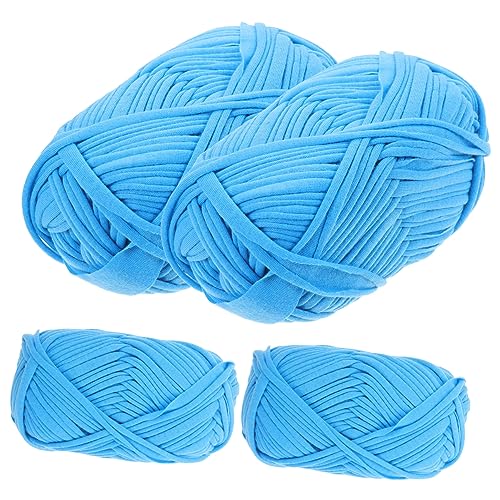 Lurrose 4 Rollen Wollknäuel Garn Zum Stricken Garnbündel Rundstricknadeln Weiches Garn Zum Häkeln Anfängergarn Zum Häkeln Füllgarn Zum Häkeln Das Häkelset Für Anfänger Stich Blue Polyester von Lurrose