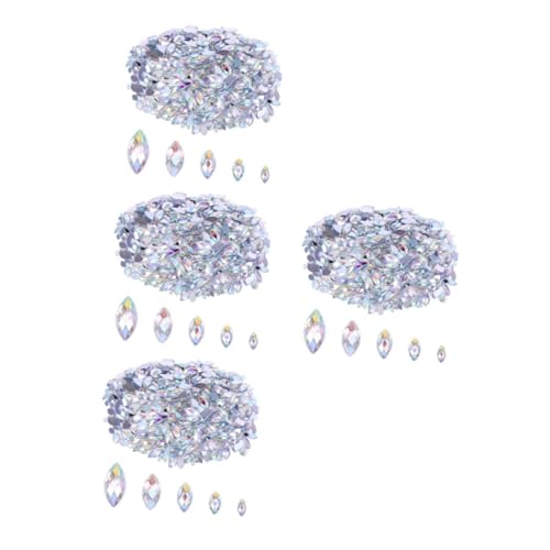 Lurrose 4 Sätze Diamant-edelstein Edelsteine Nailart Marquise-kristalle Bastel-strasssteine ​​mit Flacher Rückseite Marquise-nagelkunst Juwelen Für Diy-projekte Acryl 600 Stück * 4 von Lurrose