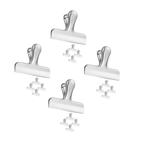 Lurrose 4 Sätze Edelstahlclip Binder Büroklammer Tütenklammern Für Chips Lebensmittelklammern Aus Metall Papierklammer Aus Edelstahl Dichtungsclip Silver Rostfreier Stahl 5 Stück * 4 von Lurrose