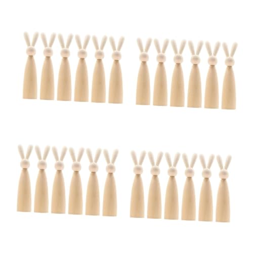 Lurrose 4 Sätze Holz-kaninchen-desktop-ornament Bastelbedarf Kaninchen Schiffsstecker Zubehör Hase Kaninchen Malen Esstisch Hase Desktop-kaninchen Osterhasen Basteln Beige 6 Stück * 4 von Lurrose