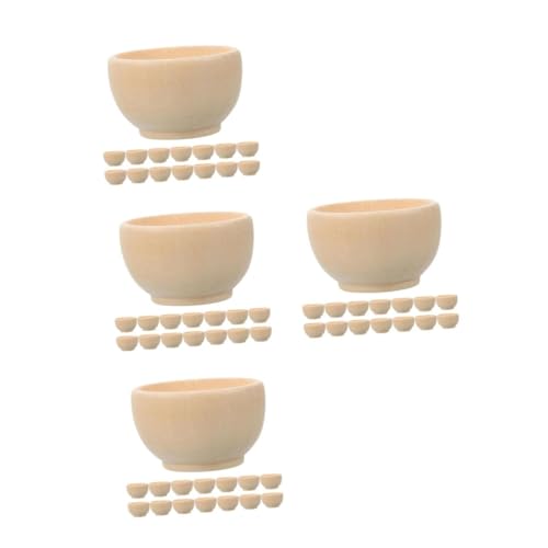 Lurrose 4 Sätze Kleine Holzschale Steckerkappe Staubstecker Korb Aus Rattanimitat Deckelfläschchen Diy Holzdeko Mini Holzschalen Bastelschüssel Färbende Ornamente Beige 20 Stück * 4 von Lurrose